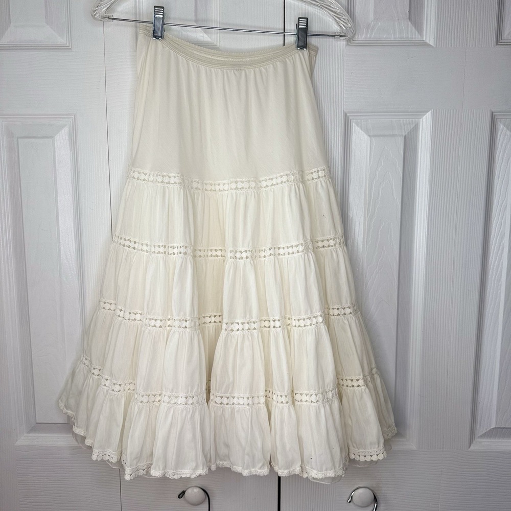 Vtg Barbizon Blendaire Batiste Beige Tiered Half Slip Skirt Petti Boff 14 16 XL - Picture 3 of 8